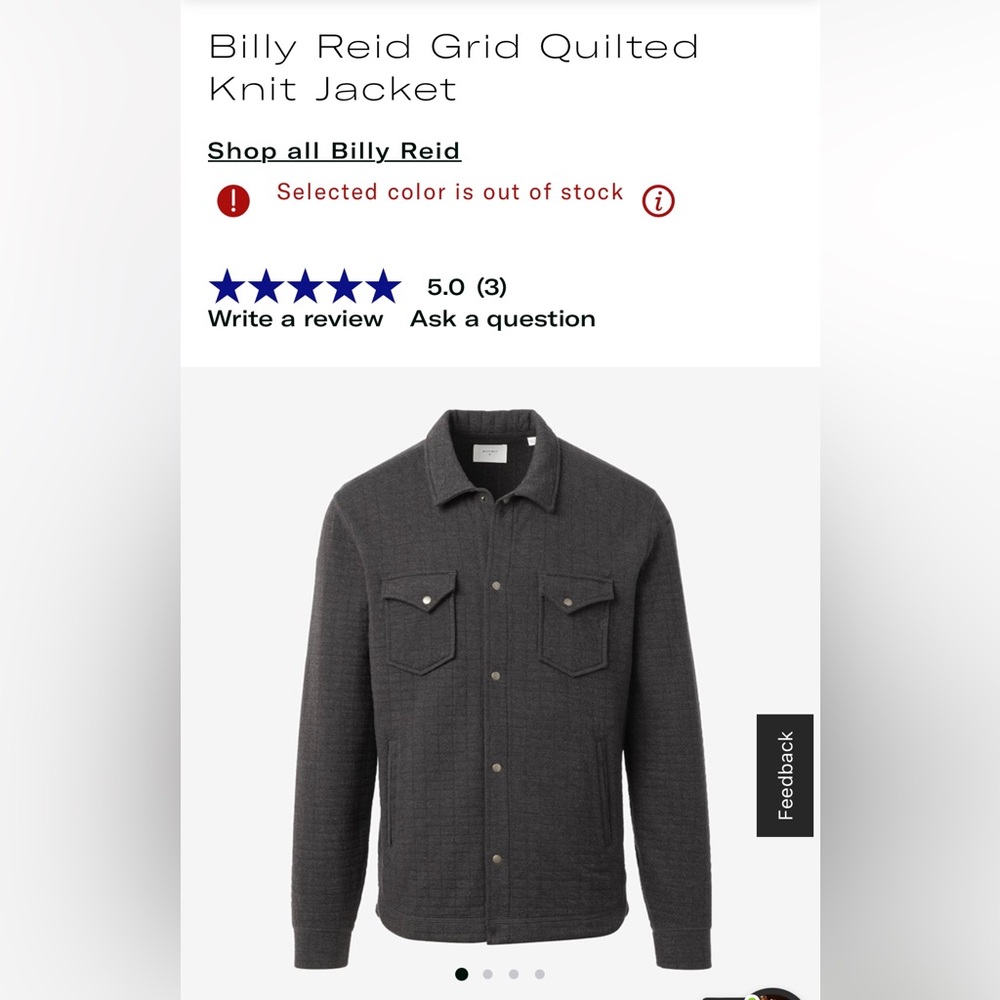 Billy Reid Grid Quilted Knit Jacket, charcoal size medium